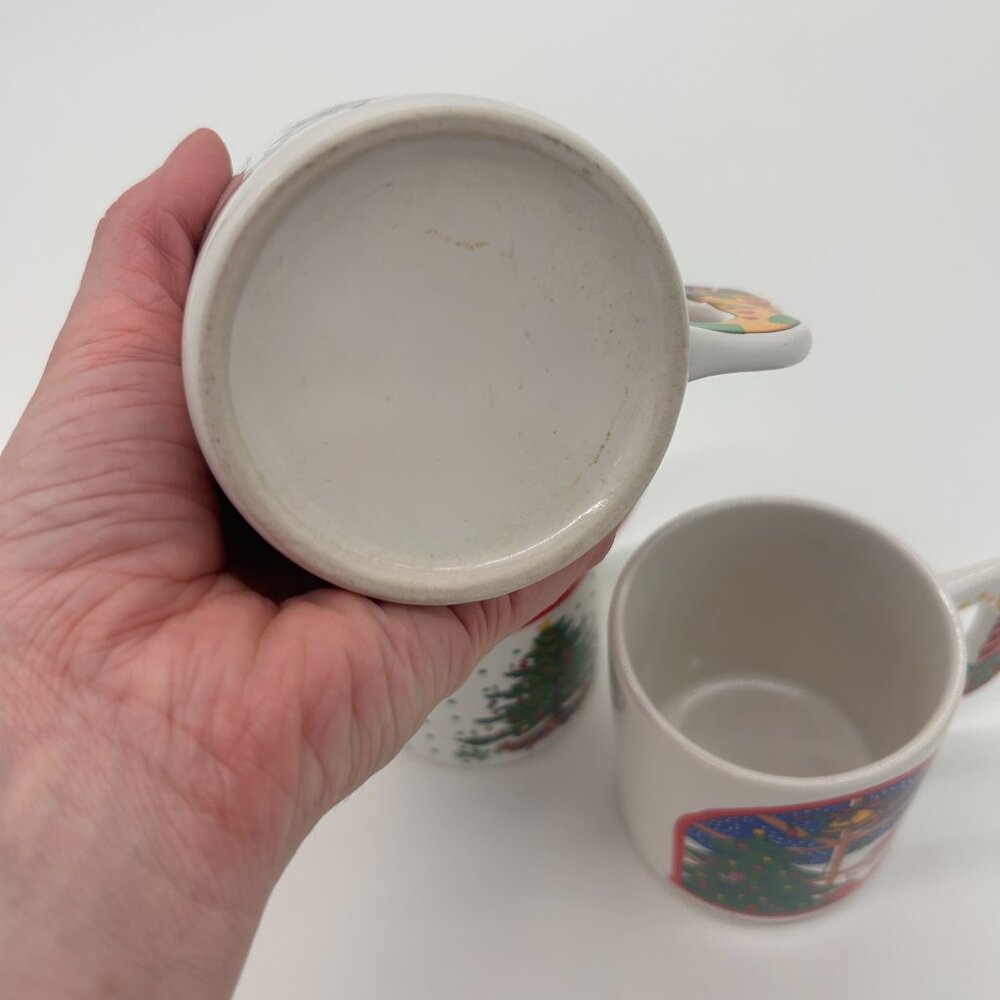 Lot Of 3 Vintage Kitschy Christmas‎ Mugs MCM Shaped Handle - Picture 9 of 9